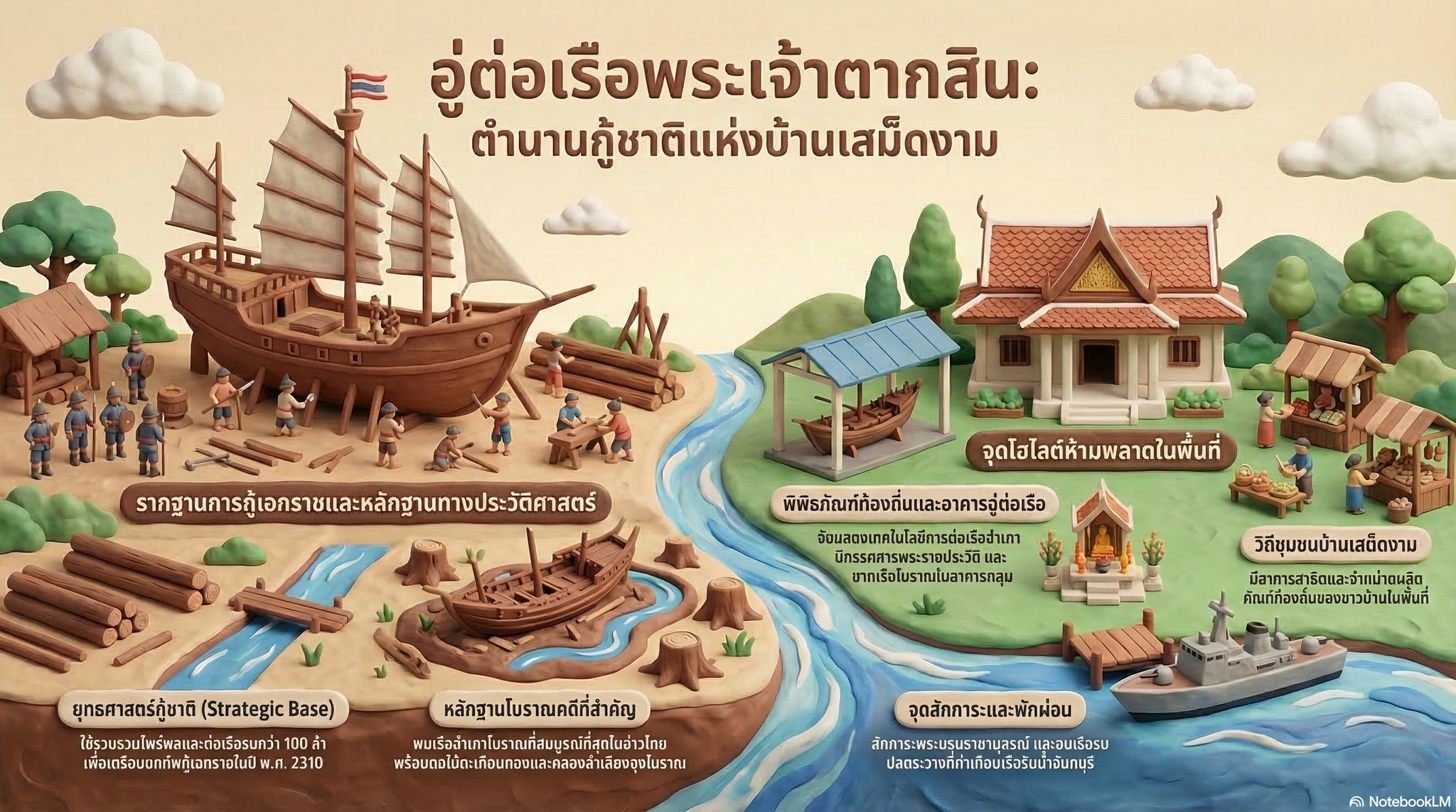 พช.เมืองจันทบุรี เชิญชวนท่องเที่ยวอู่ต่อเรือและศาลสมเด็จพระเจ้าตากสิน บ้านเสม็ดงาม ตำบลเสม็ดงาม อำเภอเมืองจันทบุรี จังหวัดจันทบุรี
